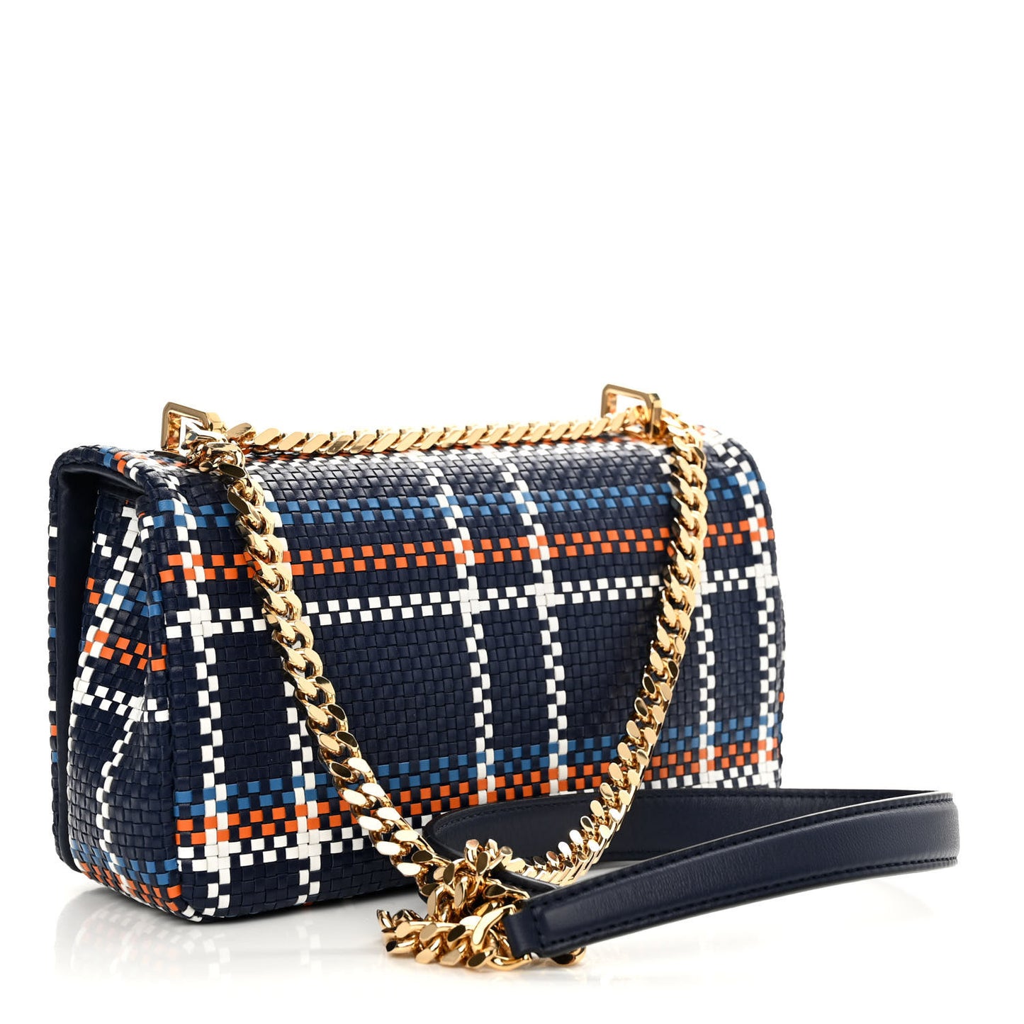 Woven Calfskin Mini Latticed Lola Bag Blue Multicolor