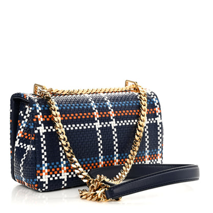 Burberry Woven Calfskin Mini Latticed Lola Bag Blue Multicolor 3 of 10