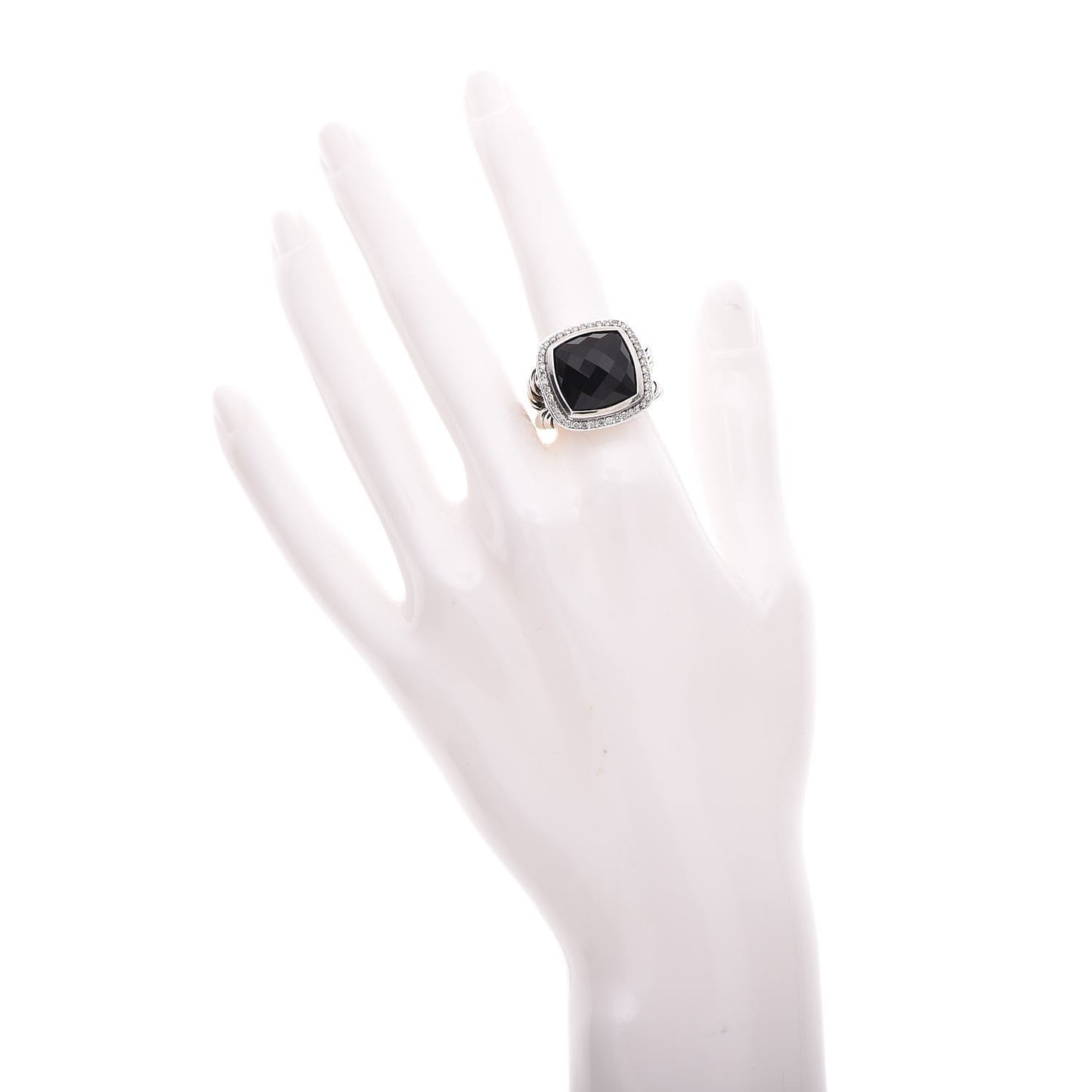 Sterling Silver Diamond Black Onyx 14mm Albion Ring 54.5 7