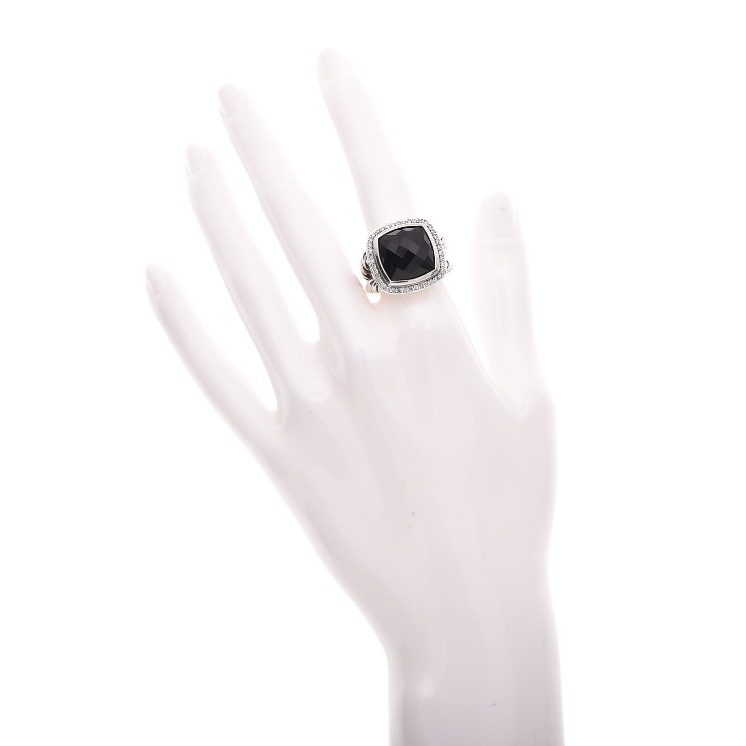 David Yurman Sterling Silver Diamond Black Onyx 14mm Albion Ring 54.5 7 2 of 5