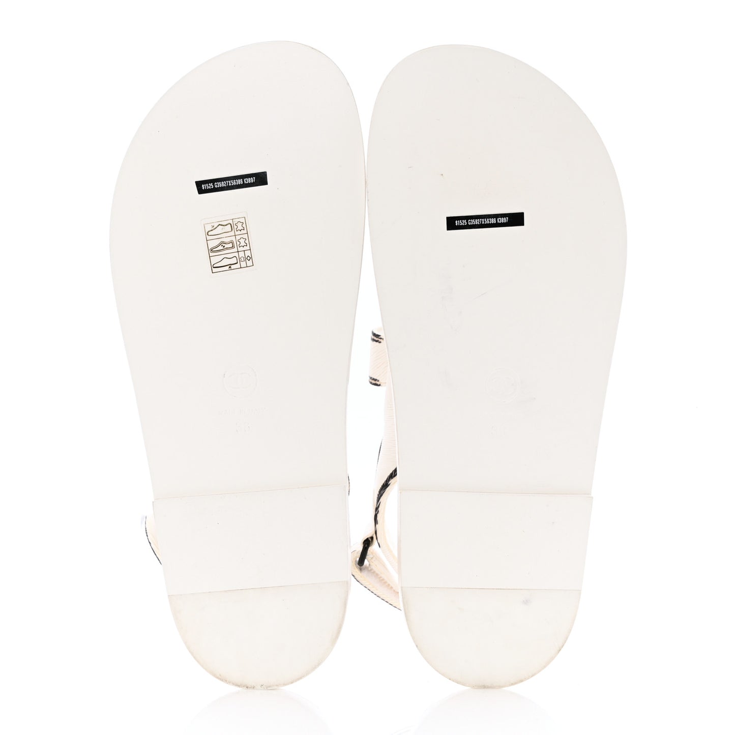 Calfskin Printed Velcro Dad Sandals 38 White Black