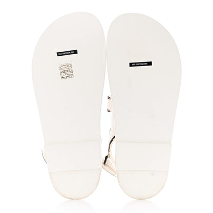 Chanel Calfskin Printed Velcro Dad Sandals 38 White Black 5 of 10