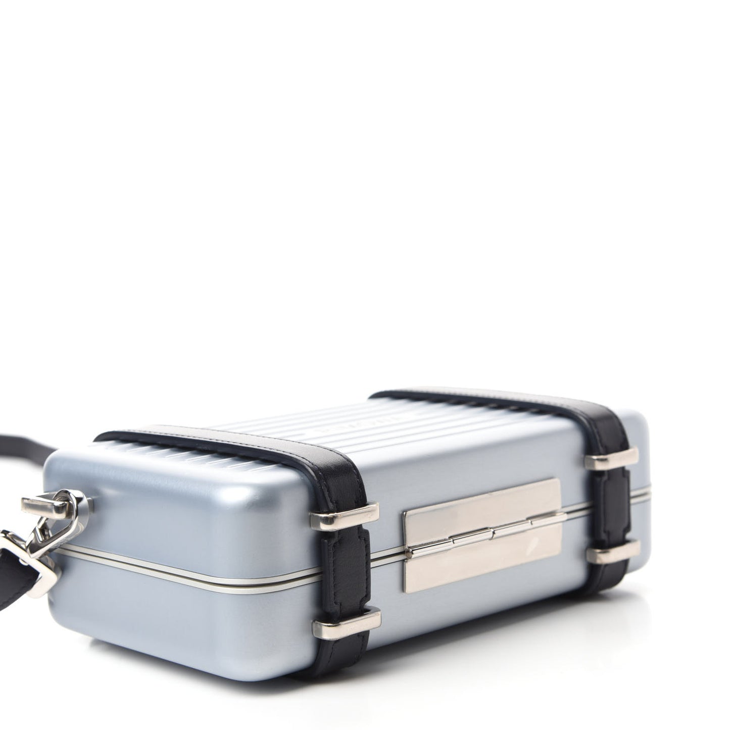 X RIMOWA Aluminum Personal Clutch On Strap Bleu