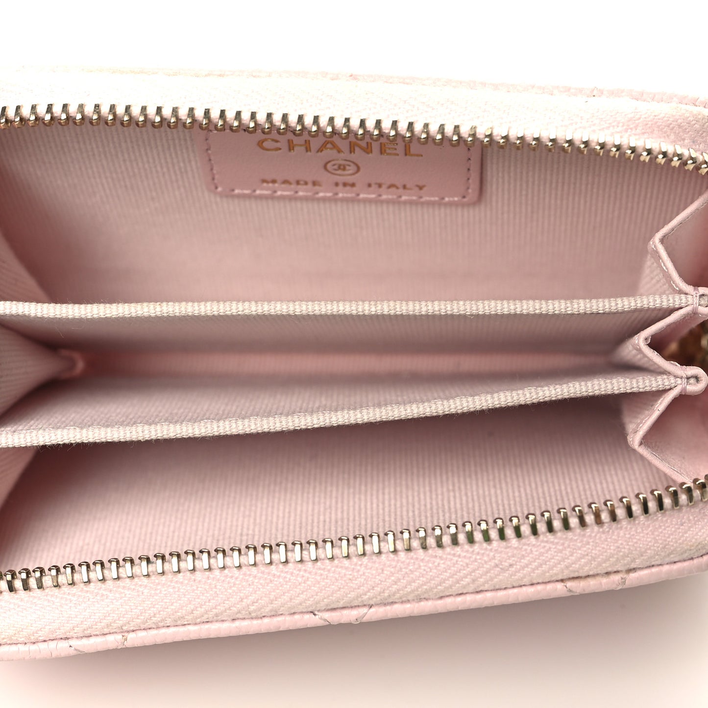 Caviar Quilted Zip Coin Purse Light Pink