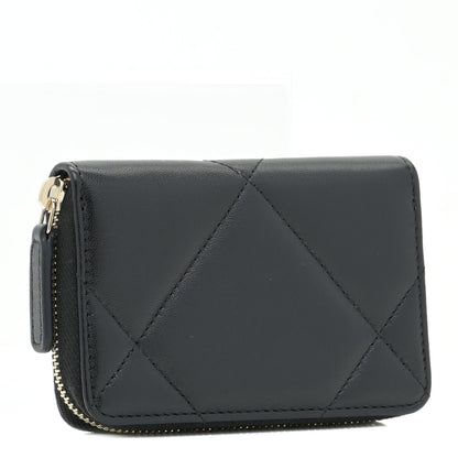 Chanel Lambskin Quilted Chanel 19 Zip Around Coin Purse Wallet Black 2 of 10