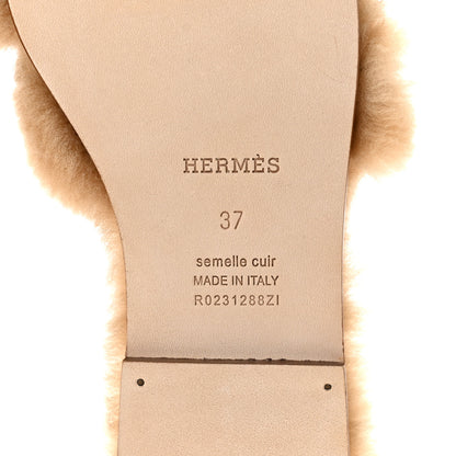 Hermes Woolskin Oran Sandals 37 Beige Argile 7 of 8