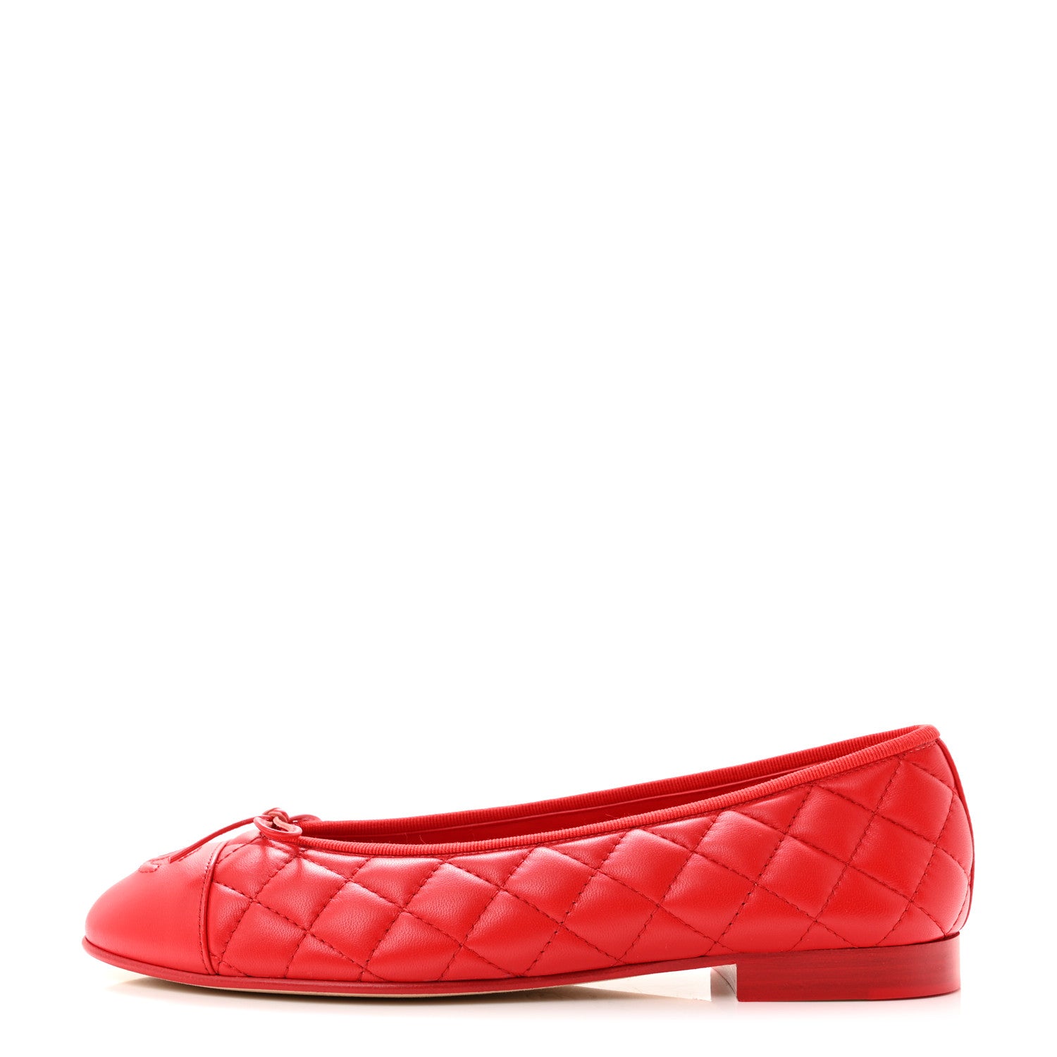 Chanel Lambskin Quilted CC Cap Toe Ballerina Flats 39.5 Red 1 of 10