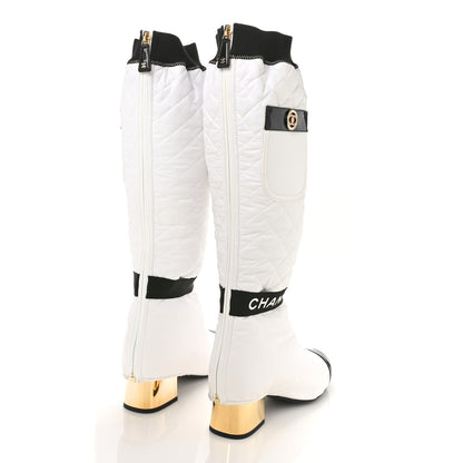 Chanel Mixed Fibers Lambskin Patent Calfskin Convertible High Boots 39 White 4 of 9