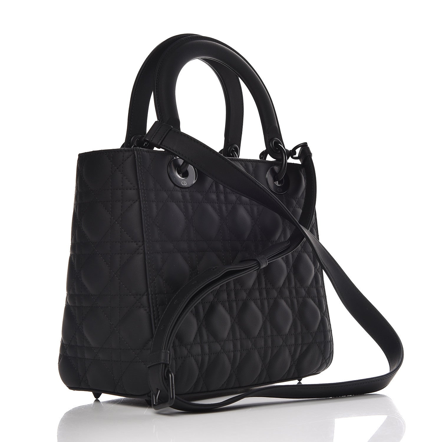 Christian Dior Ultra Matte Calfskin Cannage Medium Lady Dior Black 3 of 11