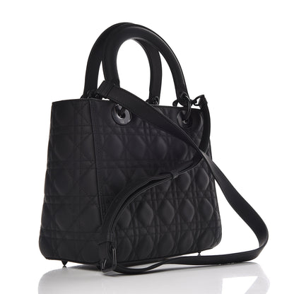 Christian Dior Ultra Matte Calfskin Cannage Medium Lady Dior Black 3 of 11