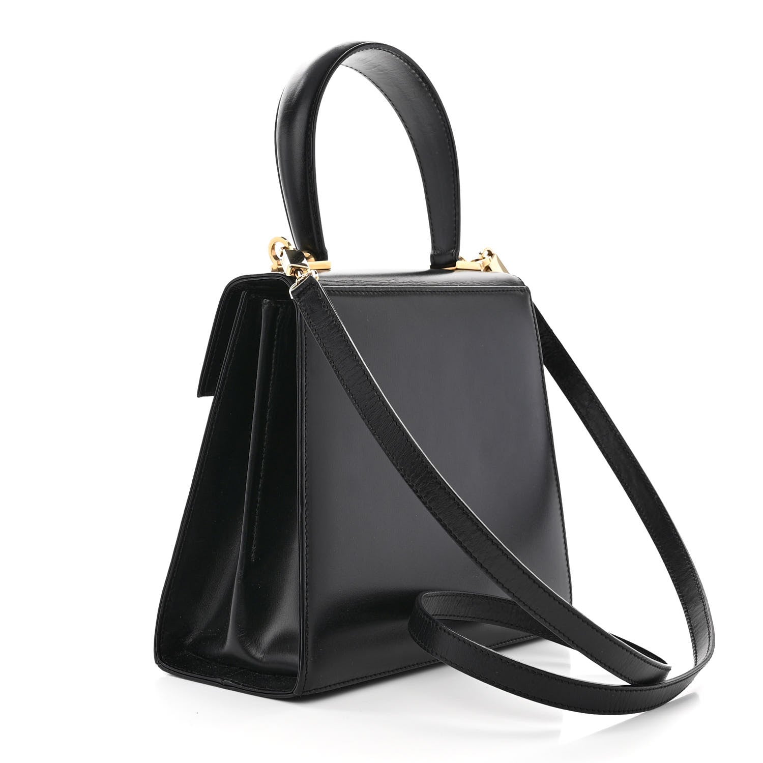 Salvatore Ferragamo Brushed Off Calfskin Small Iconic Top Handle Black 3 of 9