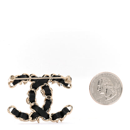 Chanel Lambskin Pearl Strass Sergeant Chanel Brooch Black Gold 2 of 4