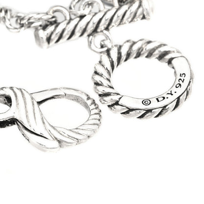 David Yurman Sterling Silver Diamond Tahitian Pearl Quatrefoil Mutli Row Bracelet 3 of 4