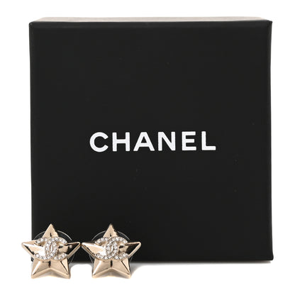 Chanel Metal Crystal CC Star Earrings Gold 5 of 5