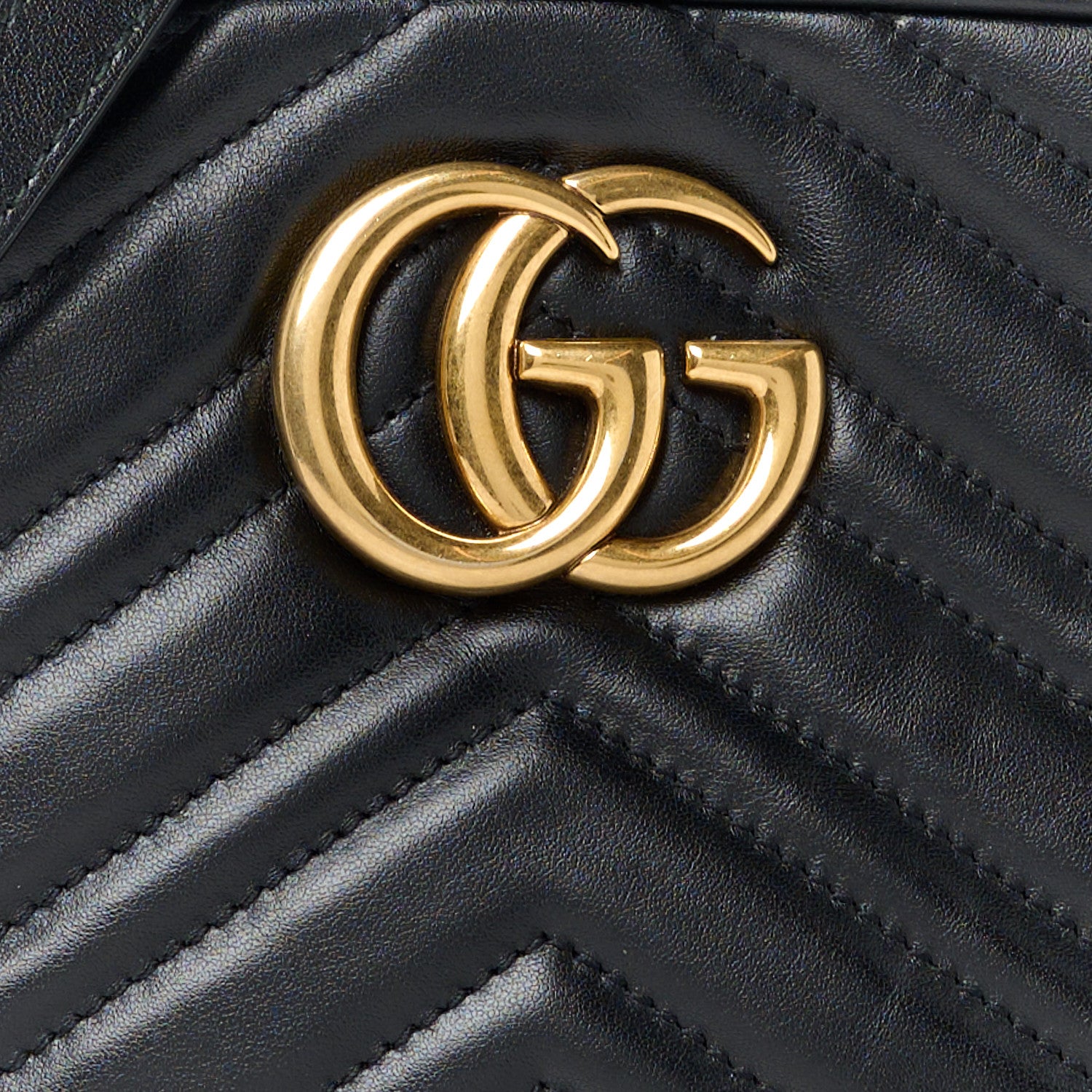Gucci Calfskin Matelasse Small GG Marmont Chain Shoulder Bag Black 9 of 11