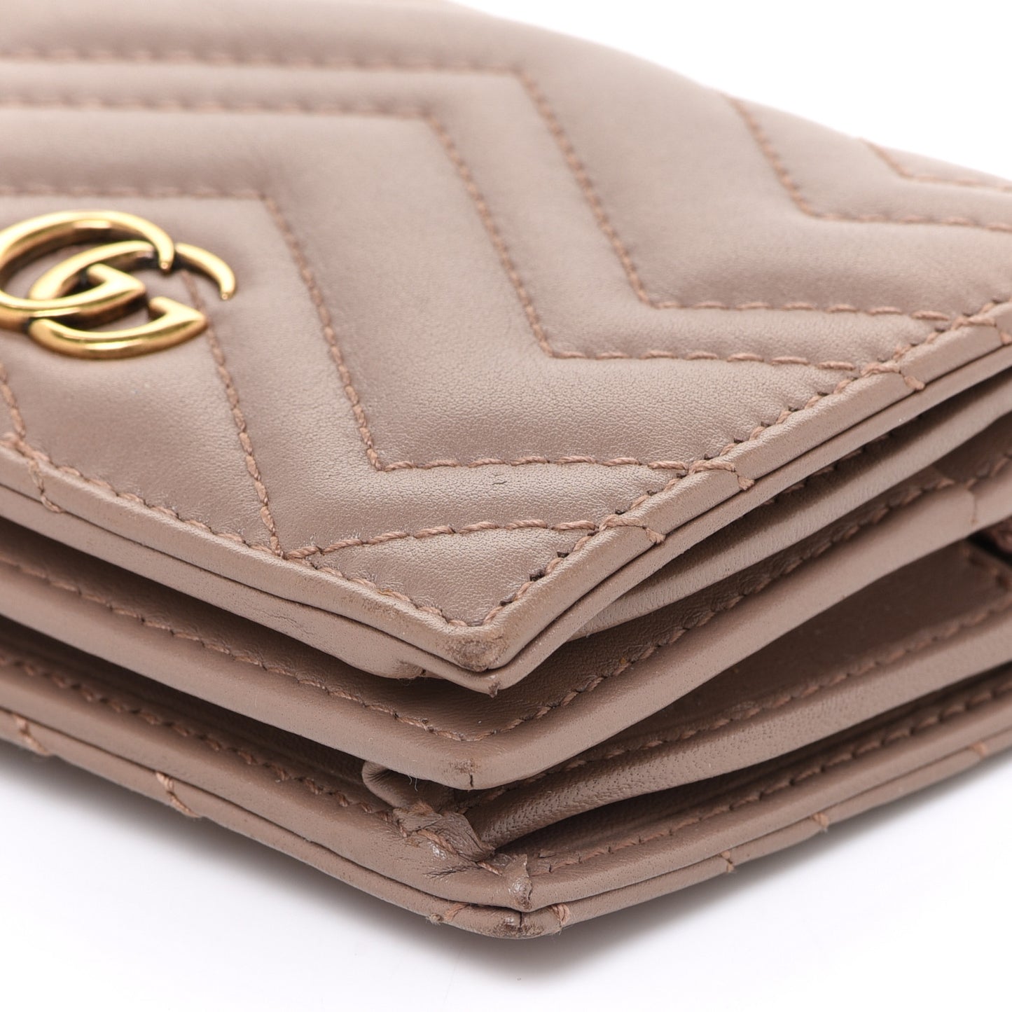 Calfskin Matelasse GG Marmont Card Case Porcelain Rose