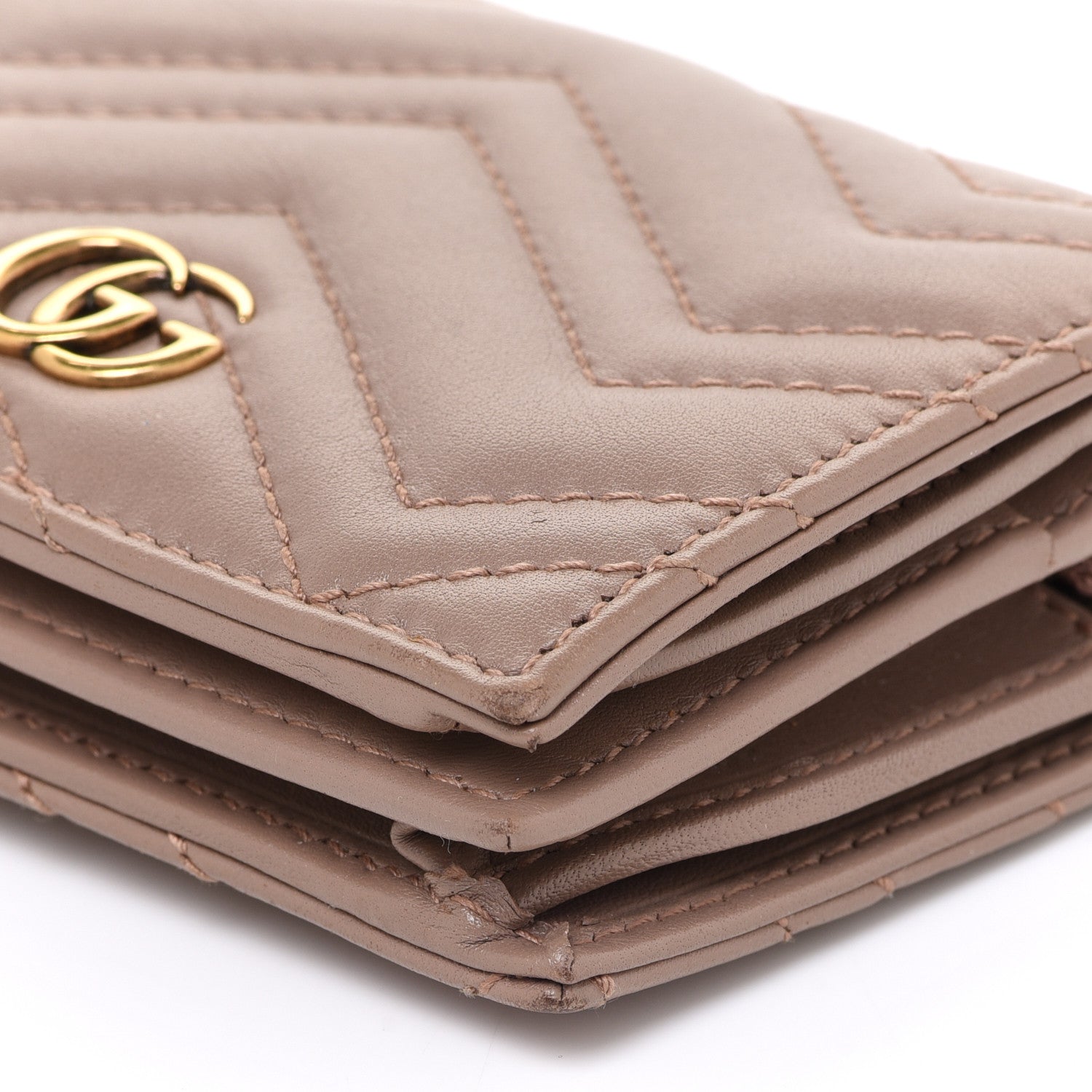 Gucci Calfskin Matelasse GG Marmont Card Case Porcelain Rose 9 of 10