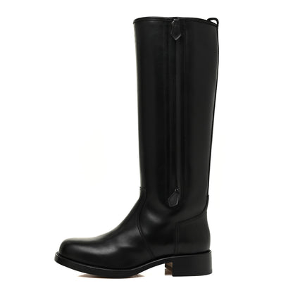 Hermes Box Calfskin Equestrian Land Boots 37.5 Black 1 of 10