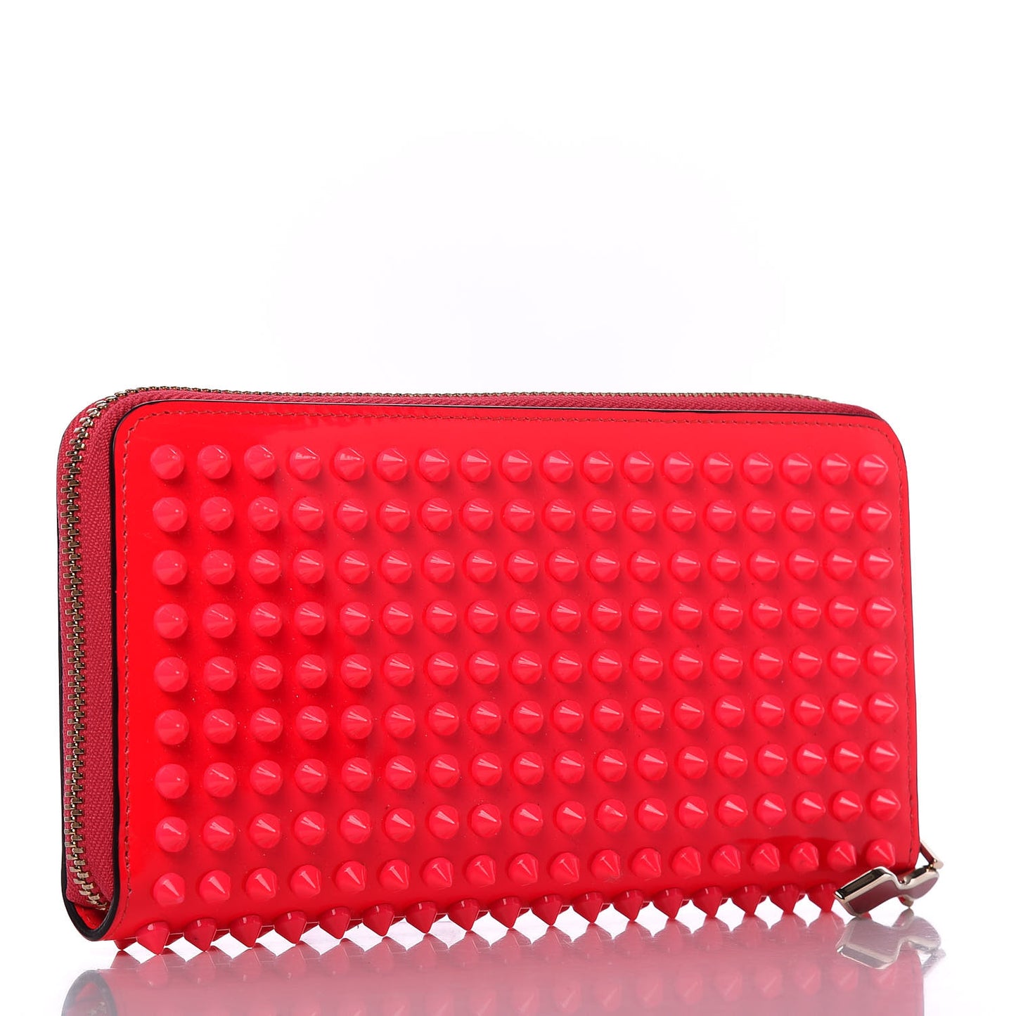 Patent Panettone Spiked Zip Around Wallet Rose Paris