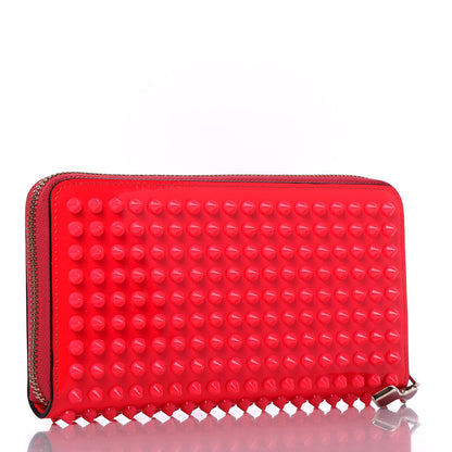 Christian Louboutin Patent Panettone Spiked Zip Around Wallet Rose Paris 3 of 10