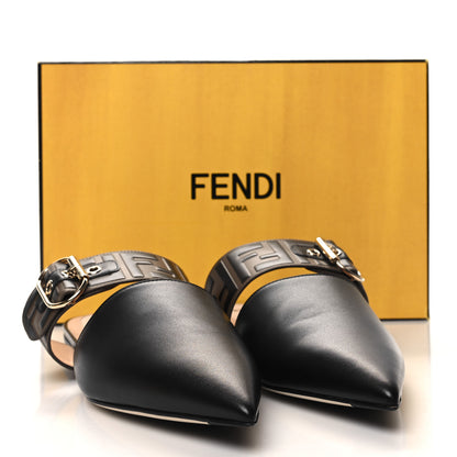Fendi Vitello FF Embossed Buckle Flat Mules 41 Maya Black 8 of 8