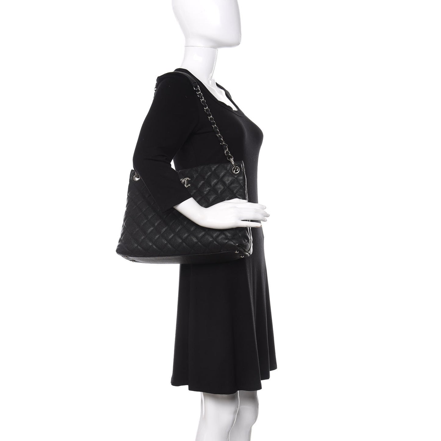 Caviar Quilted Easy Zip Tote Black