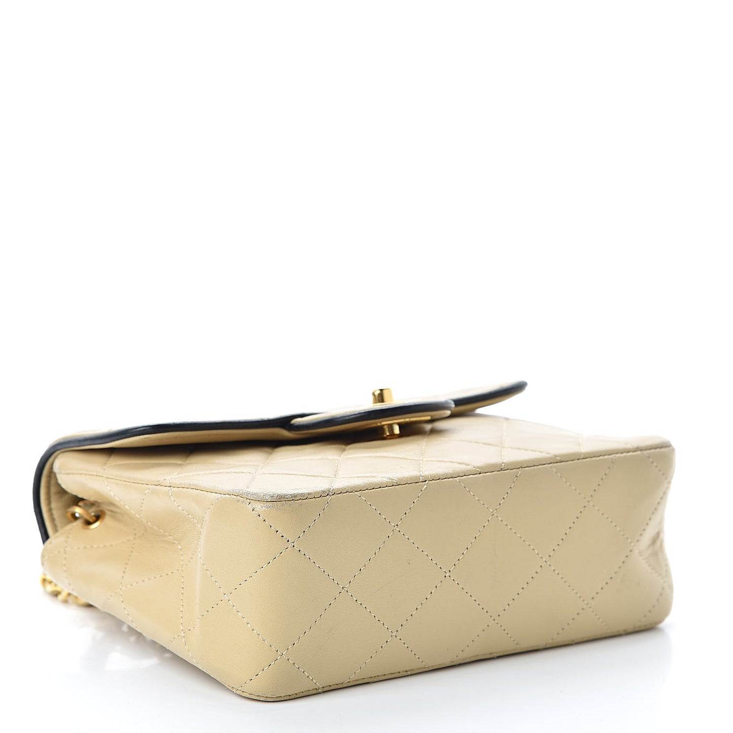 Lambskin Quilted Mini Square Flap Beige