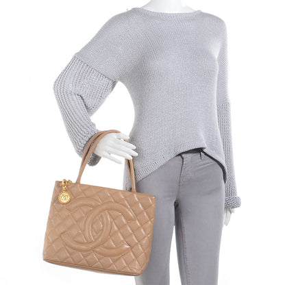 Chanel Caviar Quilted Medallion Tote Beige 2 of 7