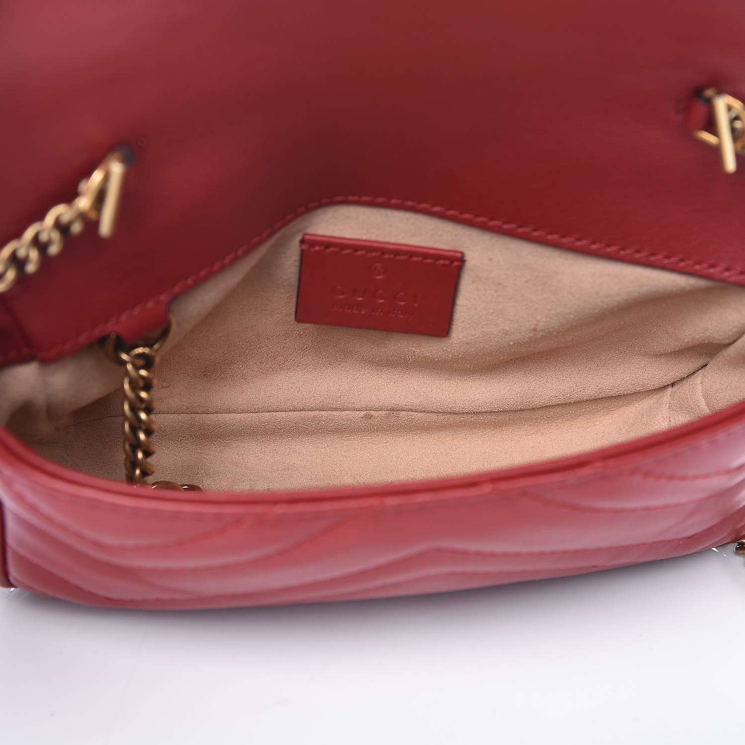 Gucci Calfskin Matelasse Super Mini GG Marmont Shoulder Bag Hibiscus Red 5 of 11