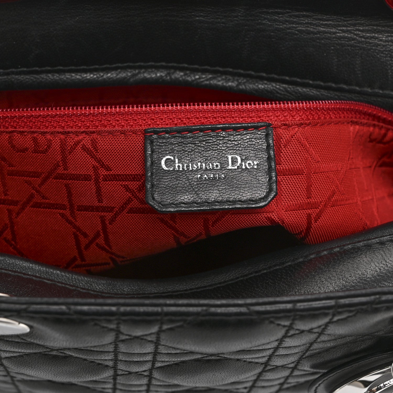 Christian Dior Lambskin Cannage Large Lady Dior Black 6 of 10