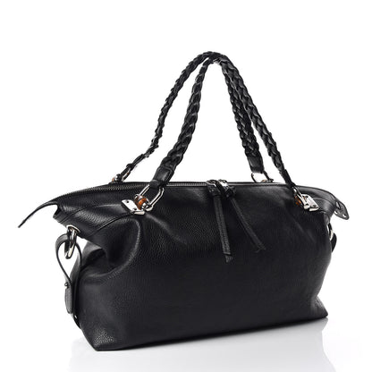 Gucci Pebbled Calfskin Large Bamboo Bar Tassel Shoulder Bag Black 3 of 9