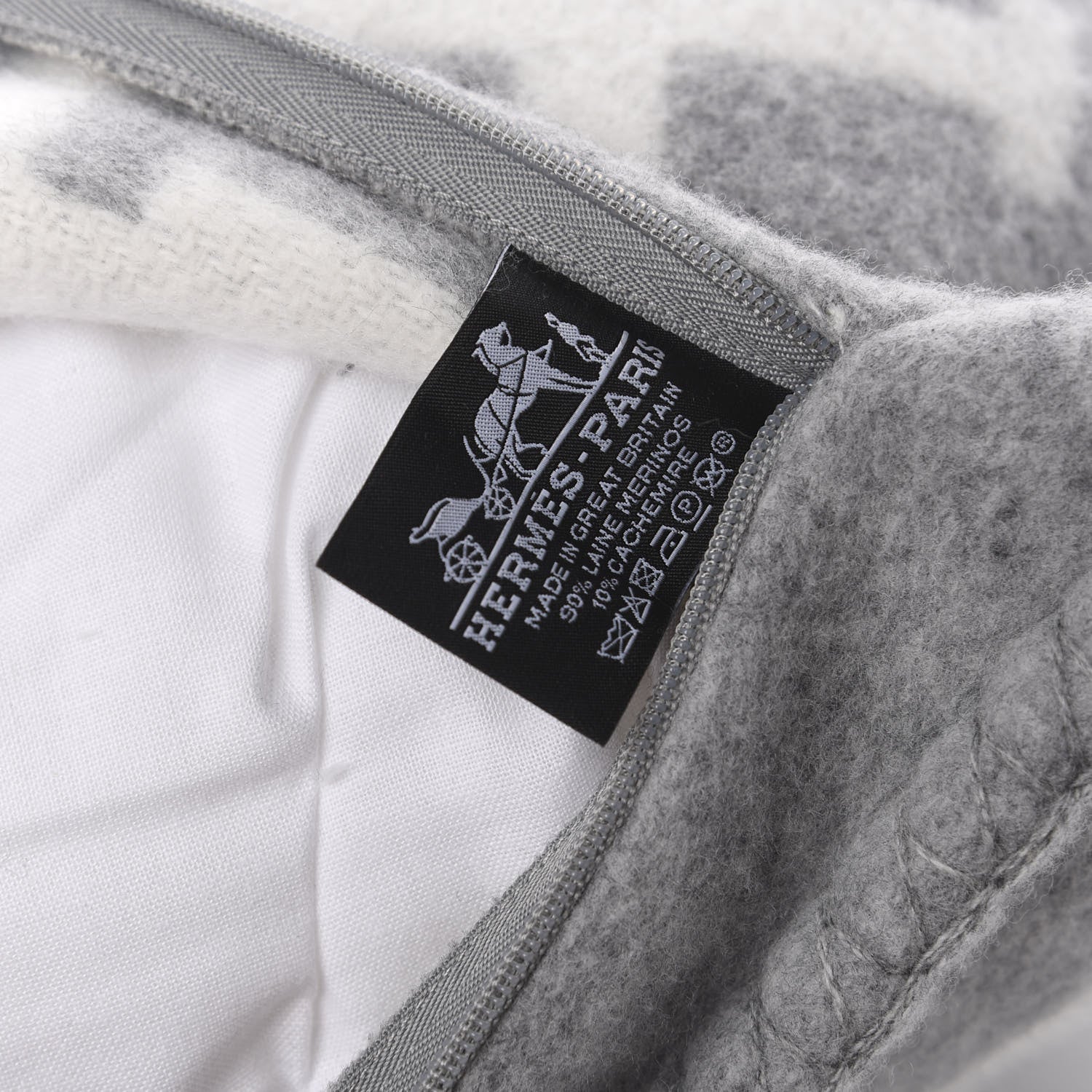 Hermes Wool Cashmere Avalon III Pillow PM Ecru Gris Clair 5 of 5