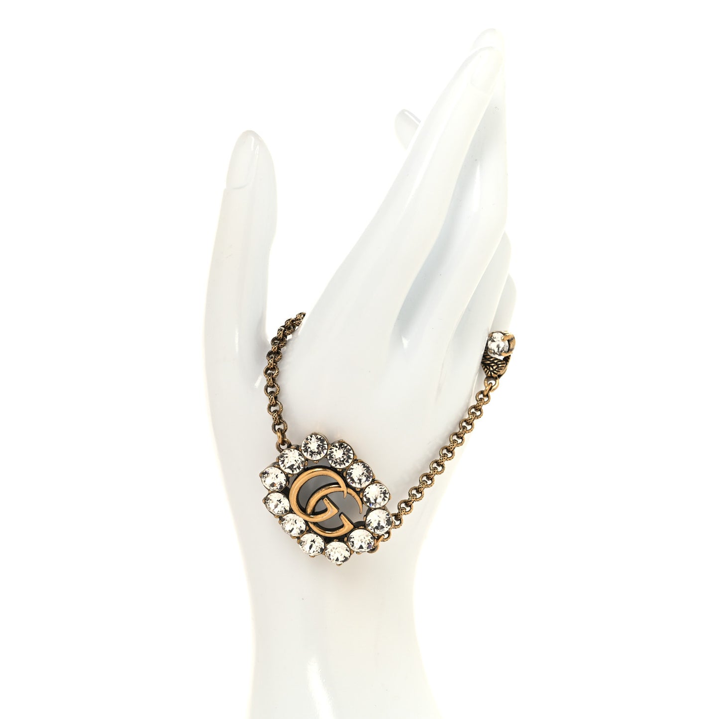 Metal Crystal Double G Bracelet Aged Gold