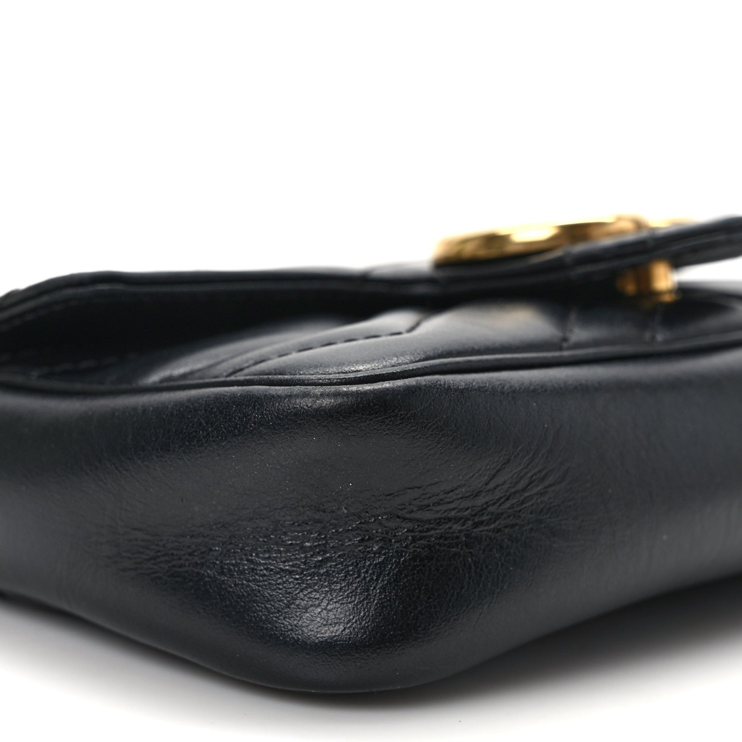 Calfskin Matelasse Super Mini GG Marmont Shoulder Bag Black