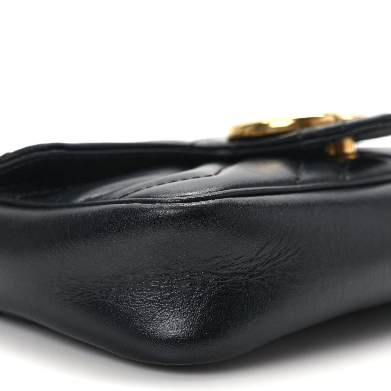 Gucci Calfskin Matelasse Super Mini GG Marmont Shoulder Bag Black 9 of 14