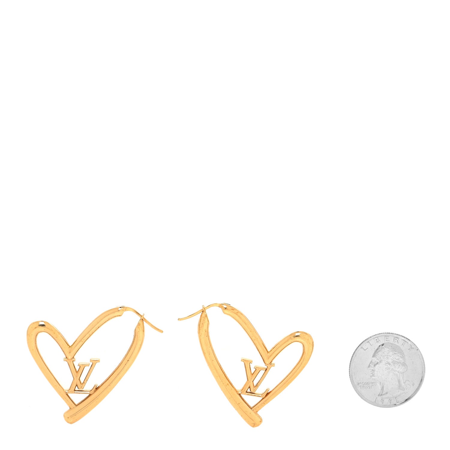 Louis Vuitton Metal Fall In Love Hoop Earrings GM Gold 2 of 4
