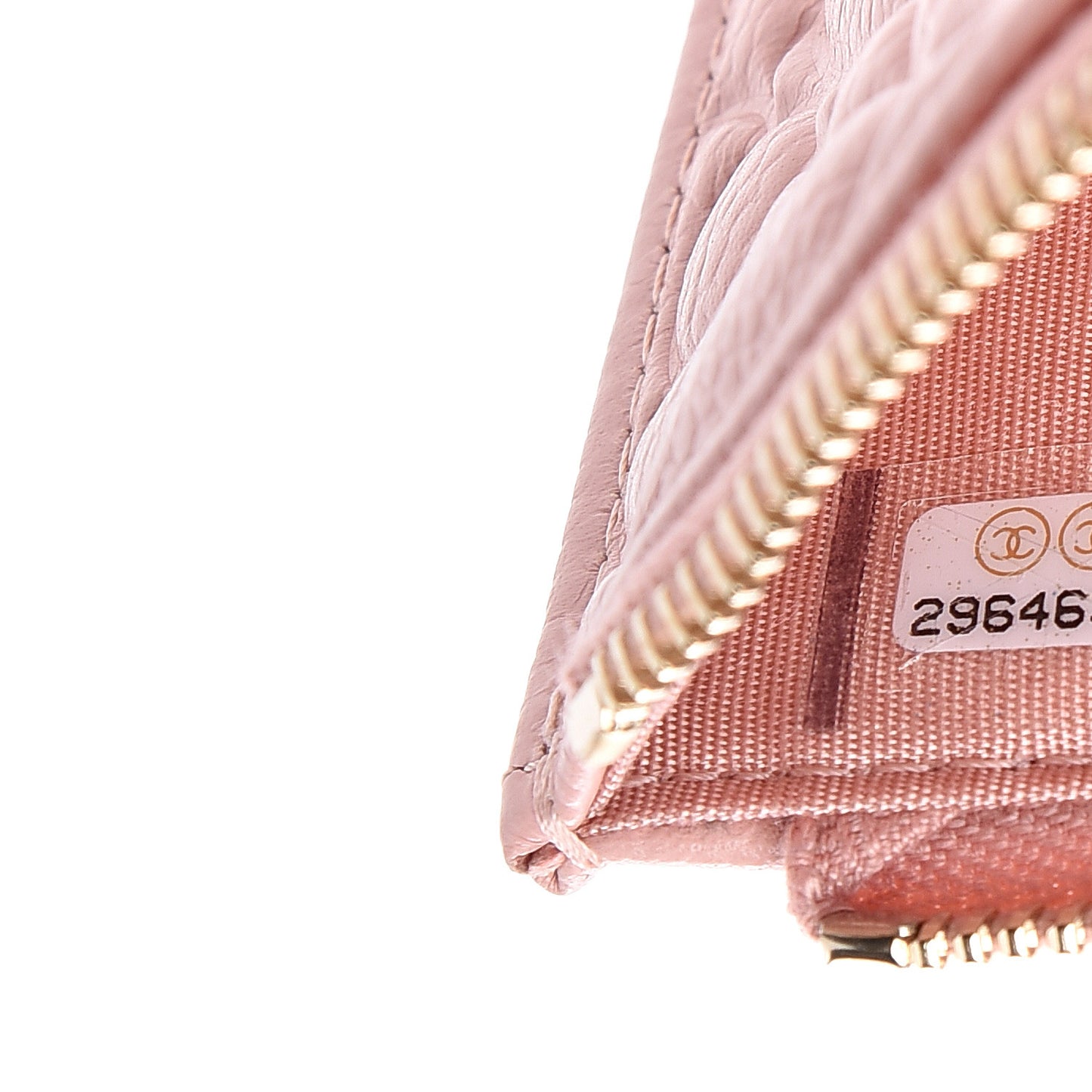 Caviar Camellia Embossed Classic Flat Wallet Pouch Pink