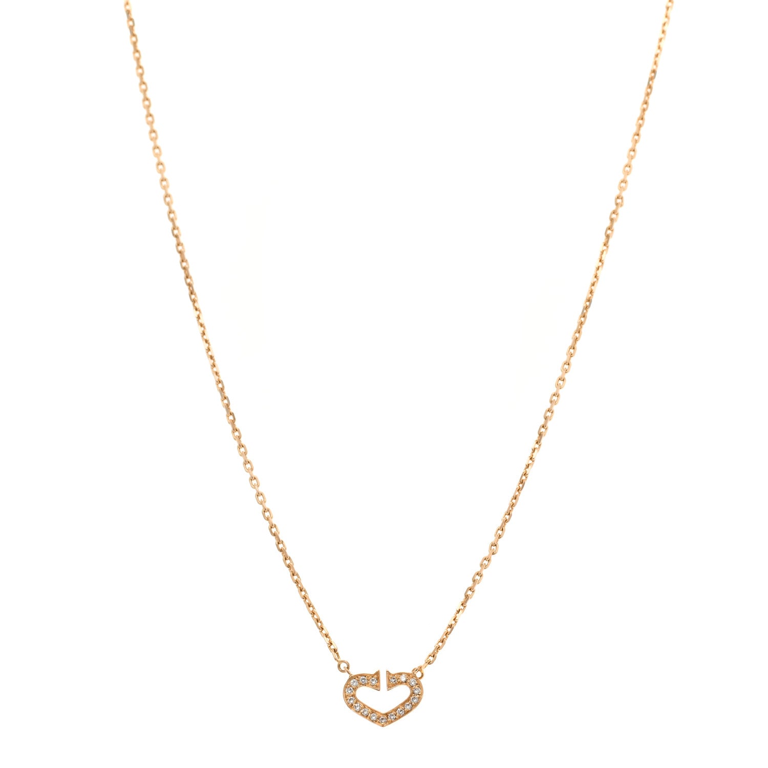 Cartier 18K Pink Gold Diamond Hearts and Symbols Pave Necklace 1 of 5