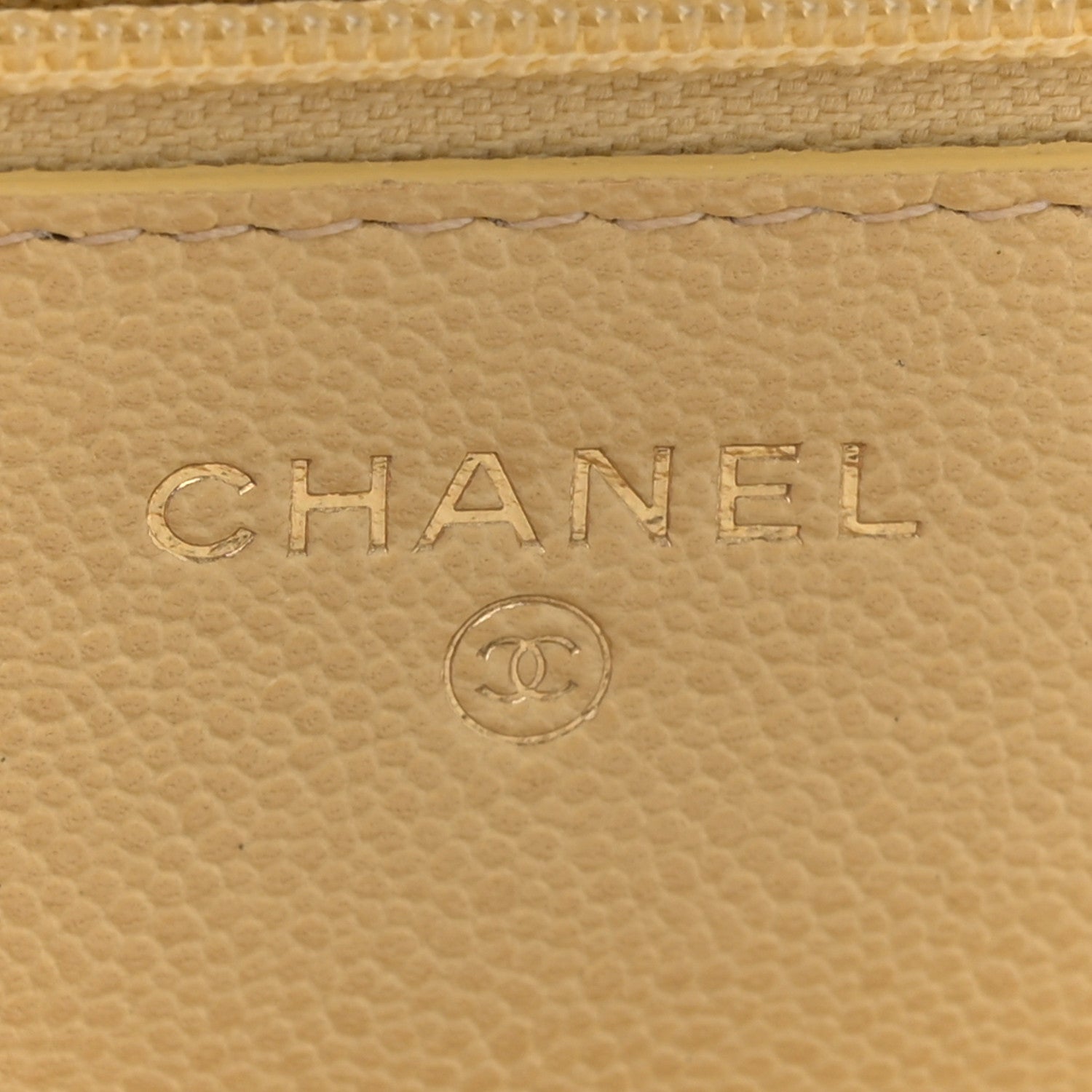 Chanel Caviar Quilted Studded CC Wallet on Chain WOC Yellow 6 of 10