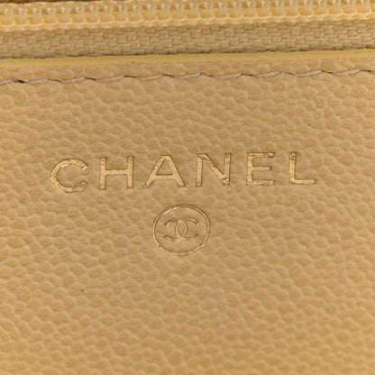 Chanel Caviar Quilted Studded CC Wallet on Chain WOC Yellow 6 of 10