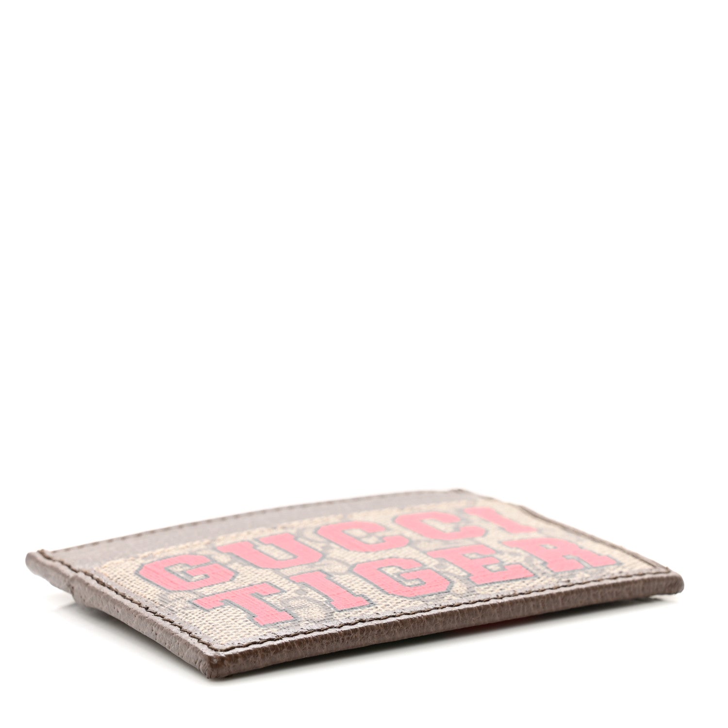 Gucci GG Supreme Monogram Textured Dollar Calfskin Web Gucci Tiger Card Holder Beige Ebony Live Red New Shamarock New Acero 4 of 8