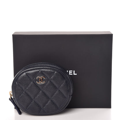 Chanel Caviar Quilted Zip Around Classic Coin Purse Navy Blue 8 of 8