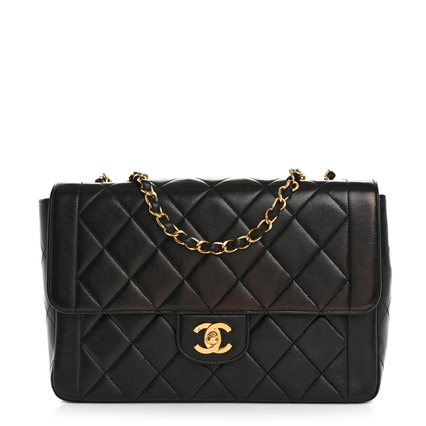 Lambskin Quilted Medium Single Flap Black