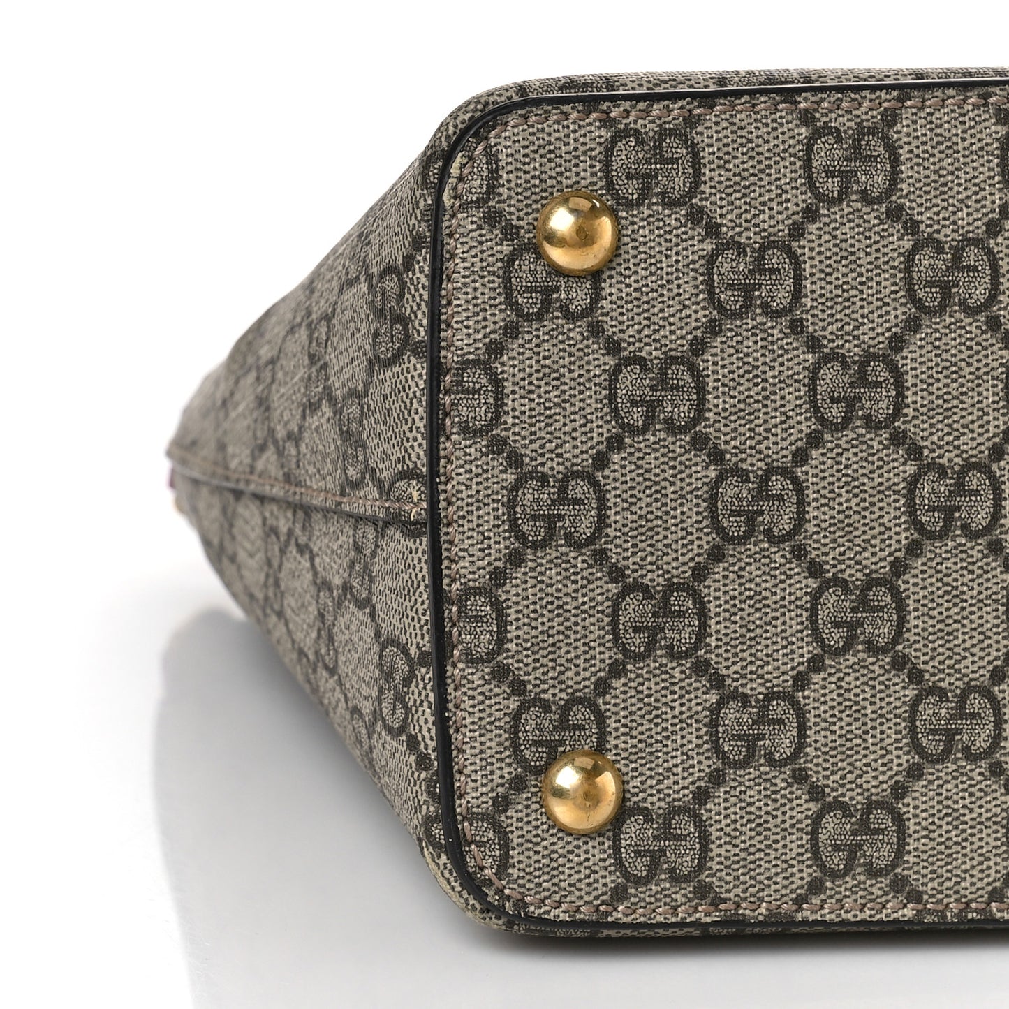 GG Supreme Monogram Moon Calfskin Small Zip Top Tote Beige Ebony Hibiscus Red New Rosette