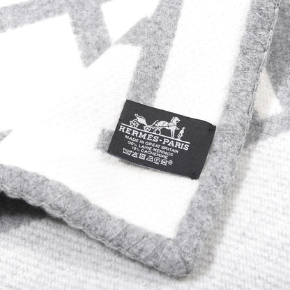 Hermes Wool Cashmere Avalon III Blanket Ecru Gris Clair 5 of 6
