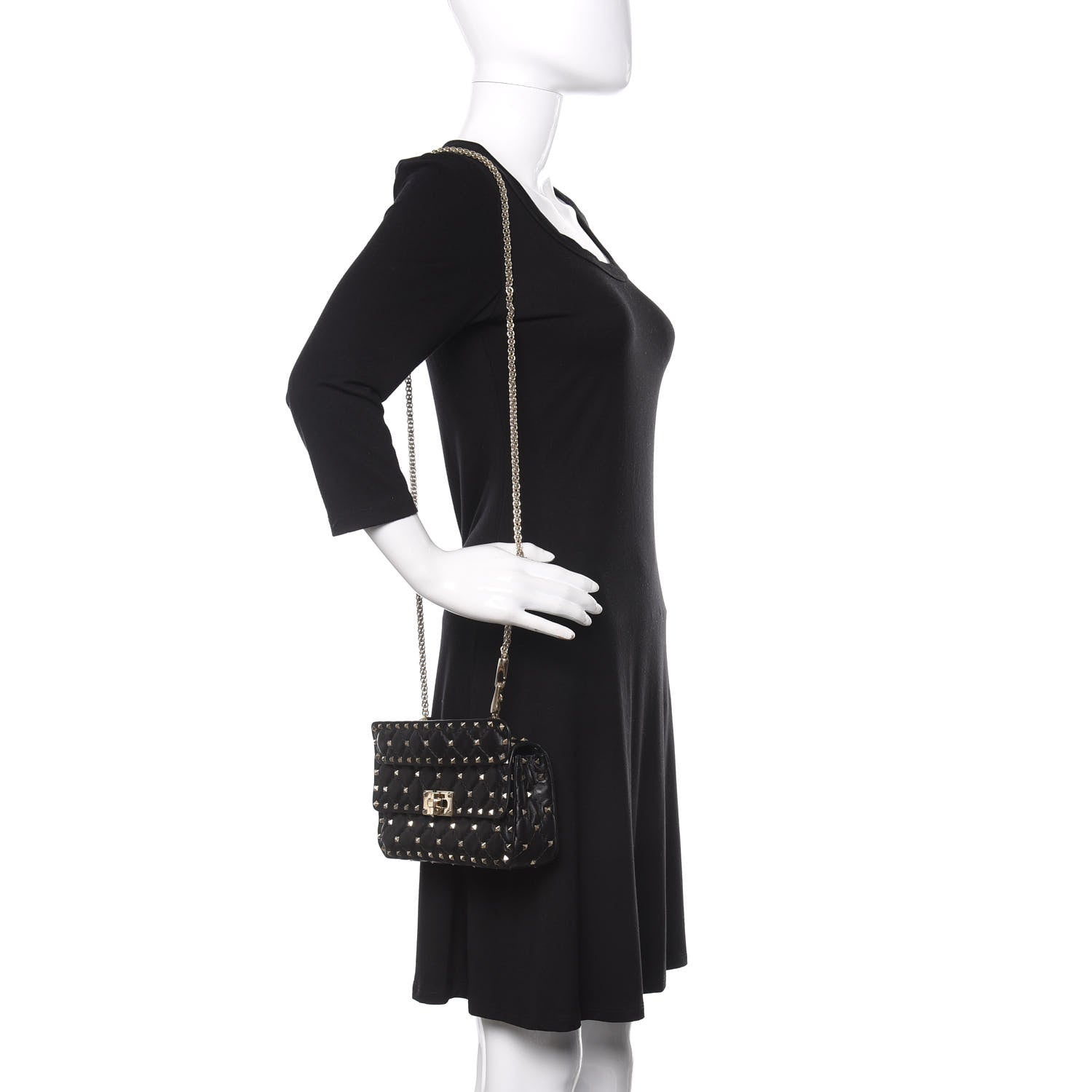 Valentino Garavani Lambskin Small Rockstud Spike Shoulder Bag Black 2 of 10