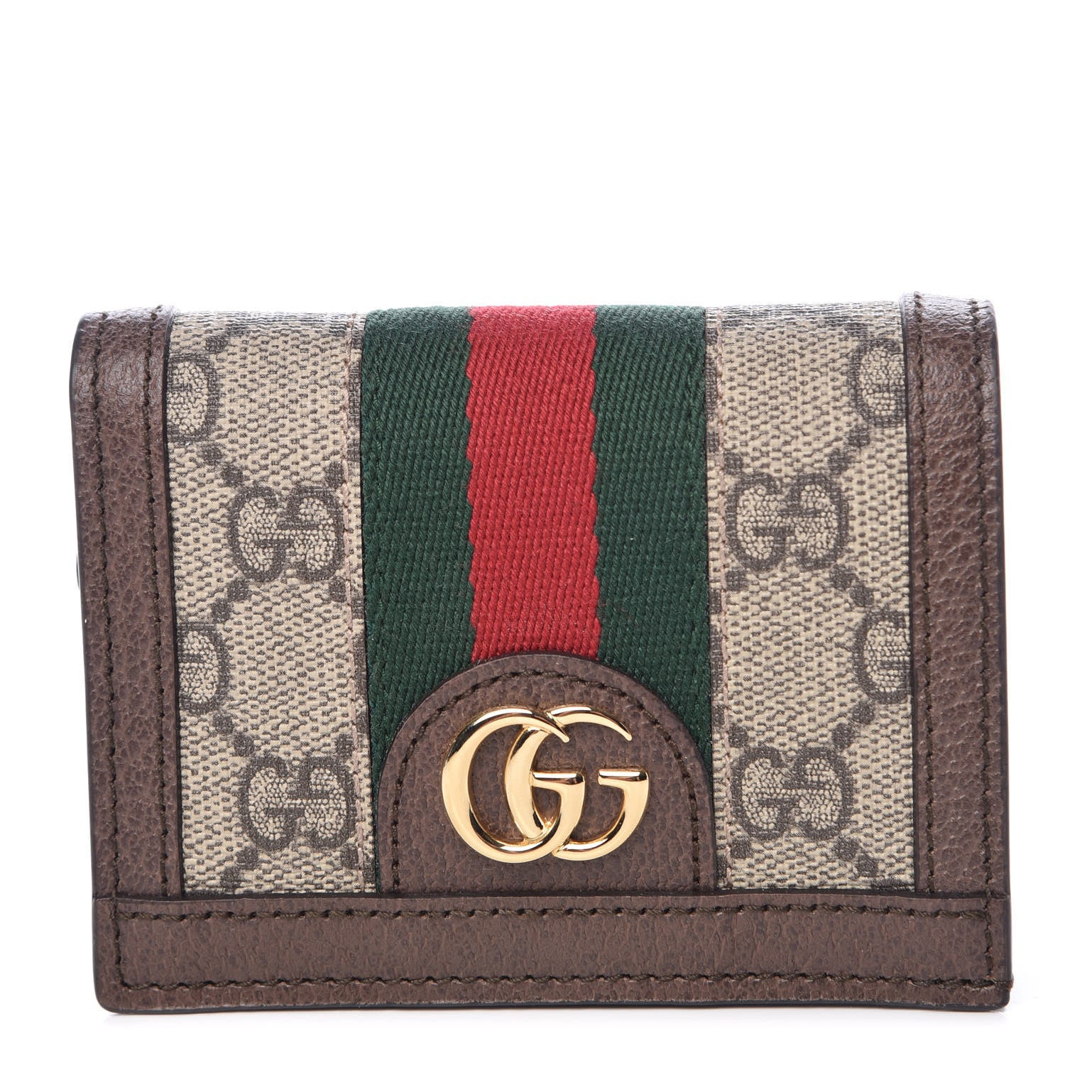 Gucci GG Supreme Monogram Web Ophidia Card Case Beige New Acero 1 of 8