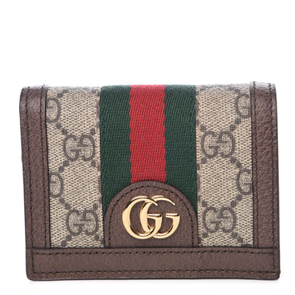 Gucci GG Supreme Monogram Web Ophidia Card Case Beige New Acero 1 of 8