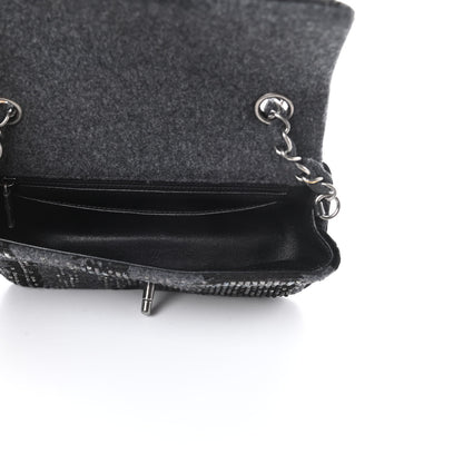 Chanel Wool Velvet Crystal Studded Mini Rectangular Flap Grey Black 5 of 12
