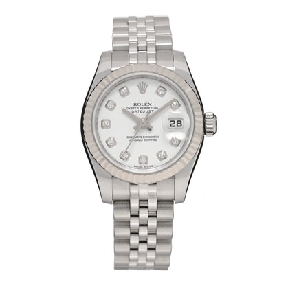 Rolex Stainless Steel 18K White Gold Diamond 26mm Oyster Perpetual Datejust Watch White 179174 1 of 5